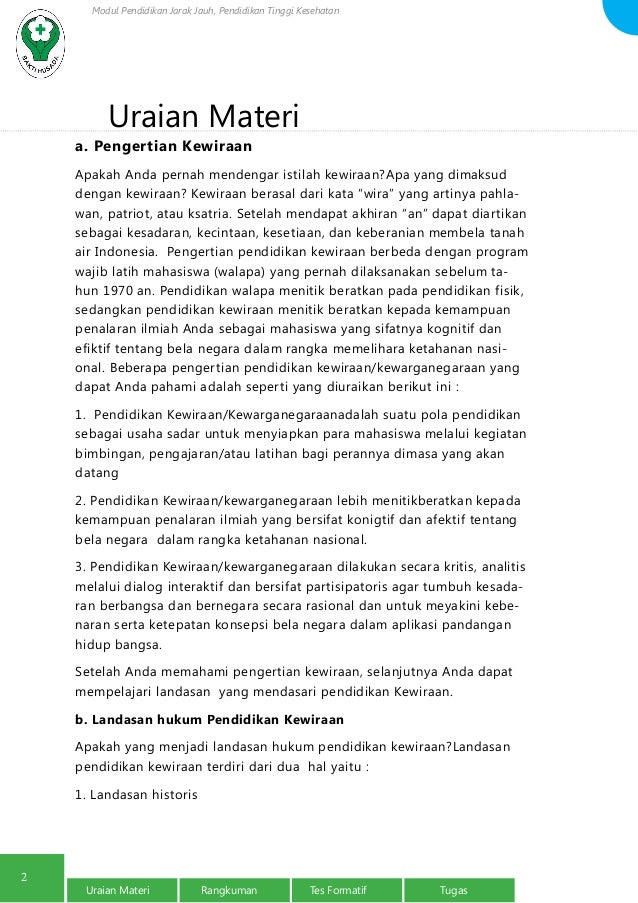 Pendidikan Kewiraan Kewarganegaraan