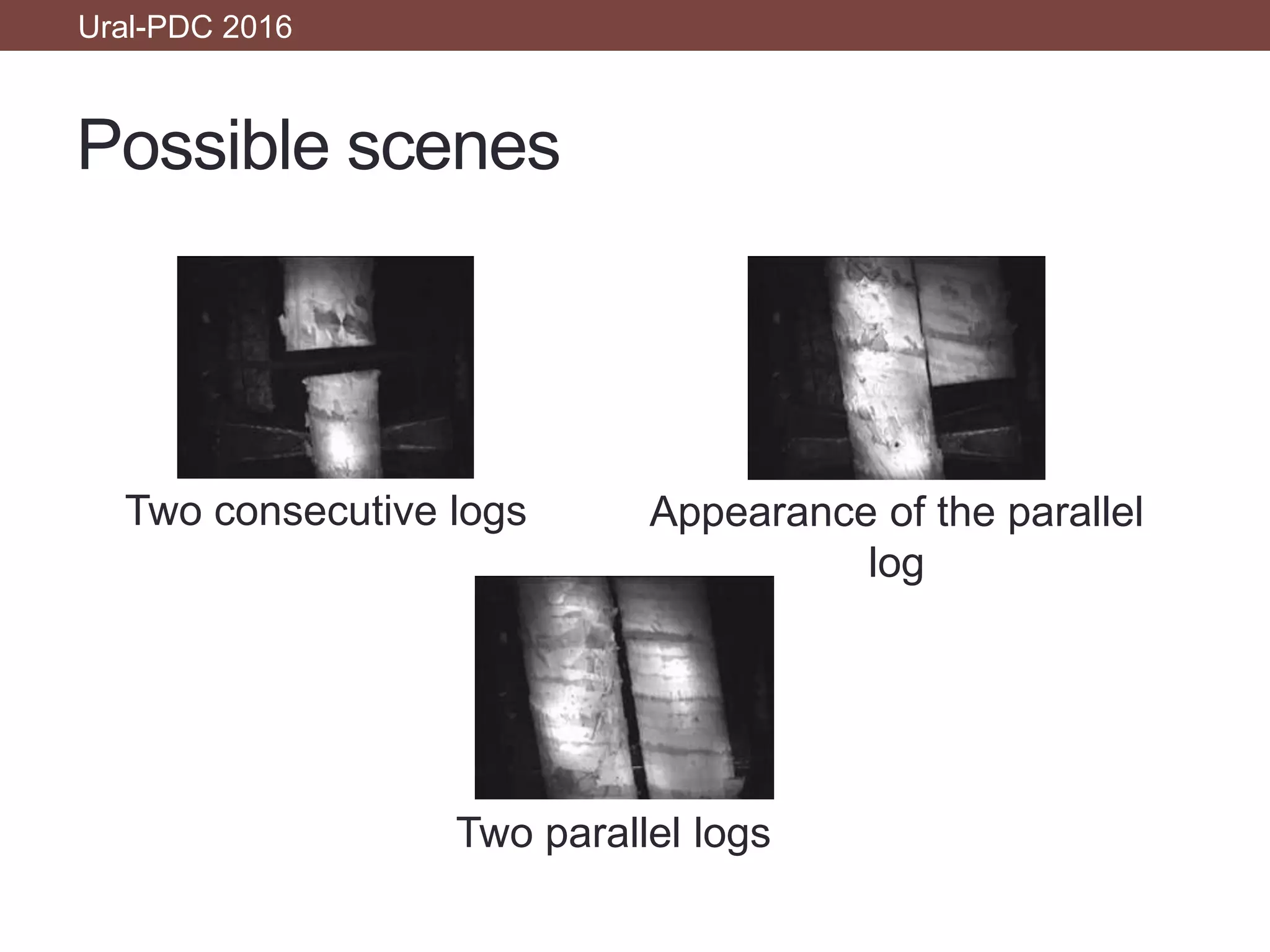 Possible scenes
Ural-PDC 2016
Two consecutive logs Appearance of the parallel
log
Two parallel logs
 