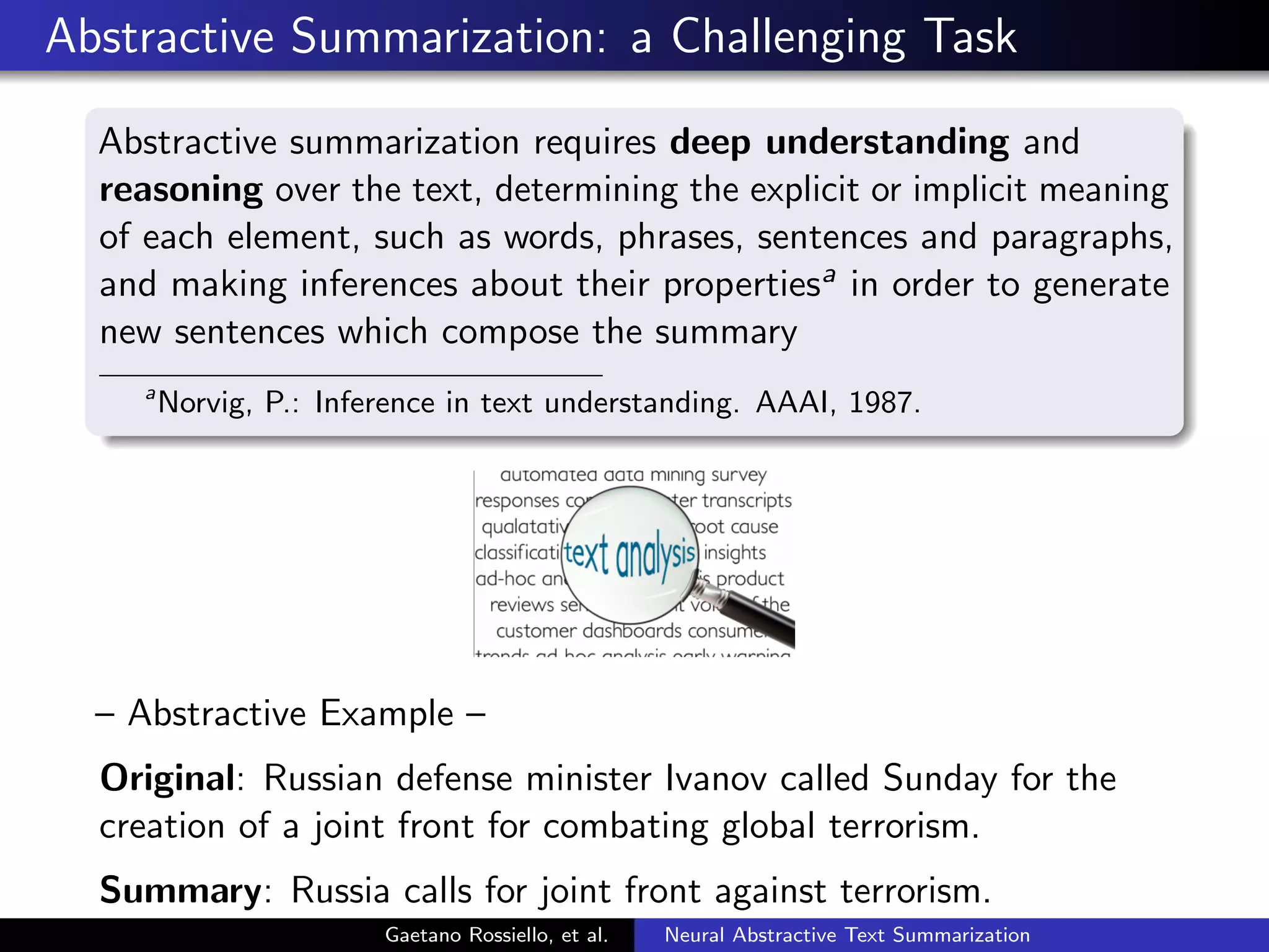 Improving Neural Abstractive Text Summarization with Prior Knowledge | PPT