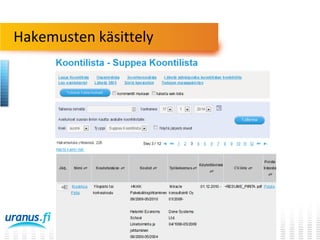Hakemusten käsittely

 