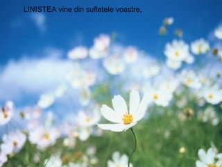LINISTEA vine din sufletele voastre,   