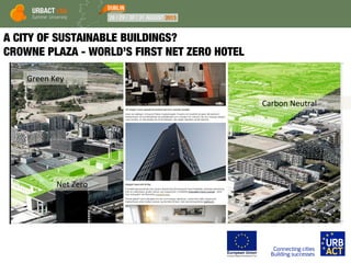 A CITY OF SUSTAINABLE BUILDINGS?
CROWNE PLAZA - WORLD’S FIRST NET ZERO HOTEL
Green Key
Net Zero
Carbon Neutral
 