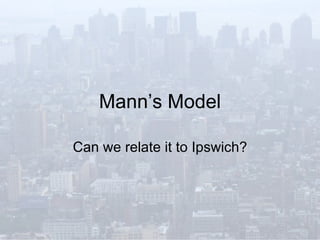 Mann’s Model Can we relate it to Ipswich? 