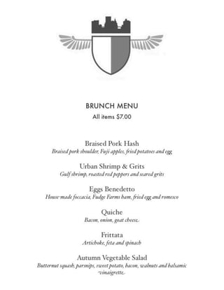 Urban Standard - 2010 brunch menu