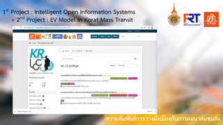 ความสัมพันธการวางผังเมืองกับการคมȨคมขนสง
1st Project : Intelligent Open Information Systems
+ 2nd Project : EV Model in Korat Mass Transit
 