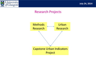 July 24, 2014
Research Projects
Methods
Research
Urban
Research
Capstone Urban Indicators
Project
 