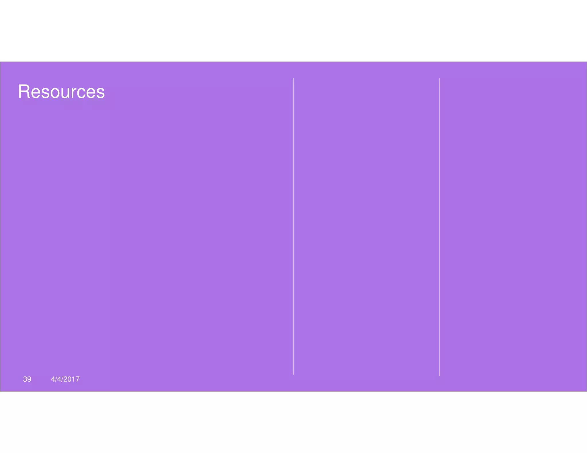 Resources
39 4/4/2017
 