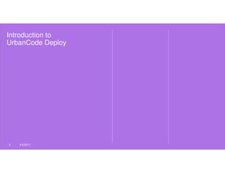 Introduction to
UrbanCode Deploy
3 4/4/2017
 