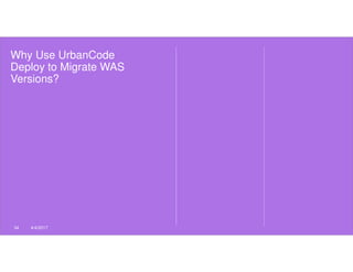 Why Use UrbanCode
Deploy to Migrate WAS
Versions?
34 4/4/2017
 