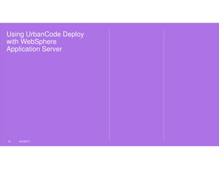 Using UrbanCode Deploy
with WebSphere
Application Server
8 4/4/2017
 
