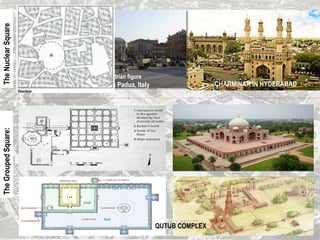 The
Nuclear
Square
CHARMINAR IN HYDERABAD
Donatello’s equestrian figure
Piazza del Santo in Padua, Italy
The
Grouped
Square:
QUTUB COMPLEX
 