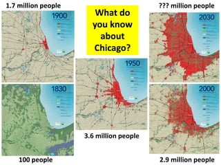 1.7 million people
3.6 million people
2.9 million people100 people
??? million people
What do
you know
about
Chicago?
 