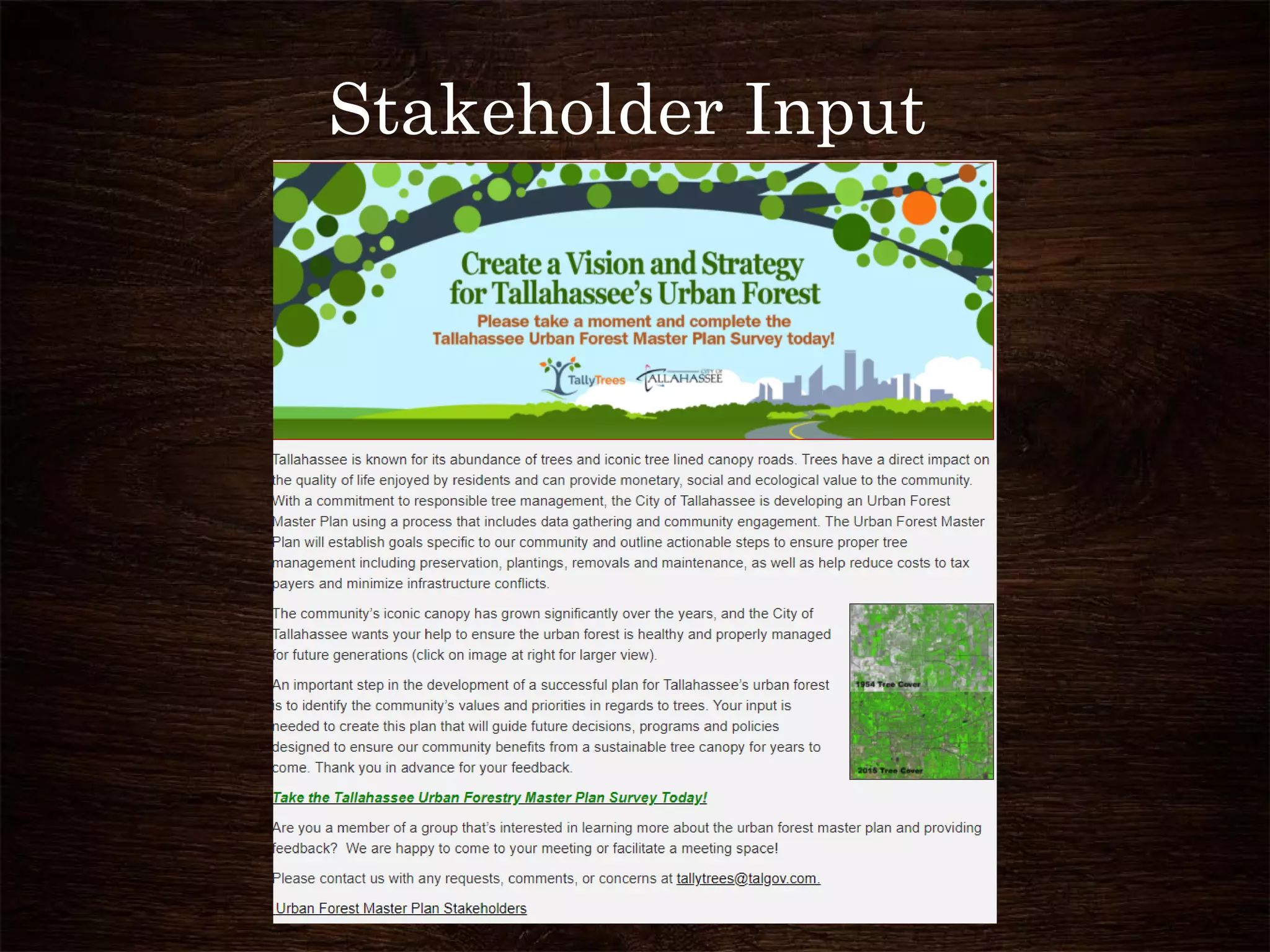 Stakeholder Input
 