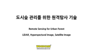 도시숲 관리를 위한 원격탐사 기술
Remote Sensing for Urban Forest
LiDAR, Hyperspectural Image, Satellite Image
 