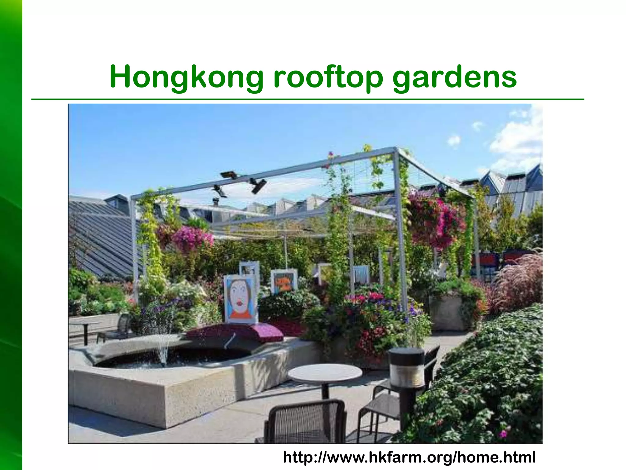 Hongkong rooftop gardens




          http://www.hkfarm.org/home.html
 