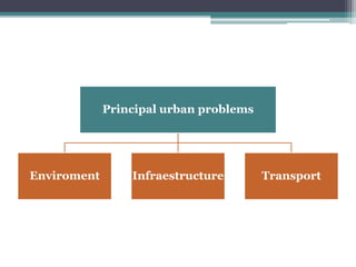 Principal urban problems 
Enviroment Infraestructure Transport 
 
