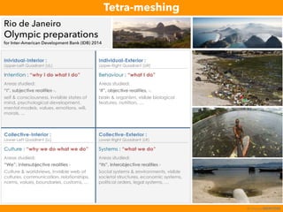 Tetra-meshing
Individuals Behaviour to Waste Disposal
Rio de Janeiro
Olympic preparations
for Inter-American Development Bank (IDB) 2014
© integralMENTORS
 