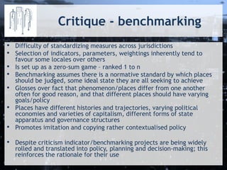 Urban indicators, city benchmarking, and real time dashboards: Knowing ...