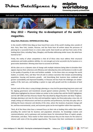 Urban Intelligence - May 2012 - Planning re-development of the world megacities 