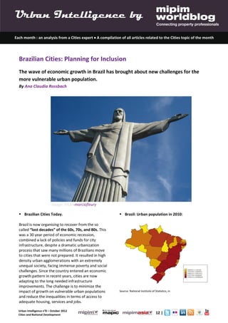 Urban Intelligence 8- October 2012- Cities Urbanisation and National Urban Policy