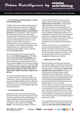 Urban Intelligence 8- October 2012- Cities Urbanisation and National Urban Policy