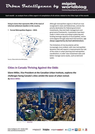 Urban Intelligence 8- October 2012- Cities Urbanisation and National Urban Policy