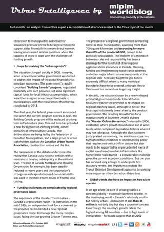 Urban Intelligence 8- October 2012- Cities Urbanisation and National Urban Policy