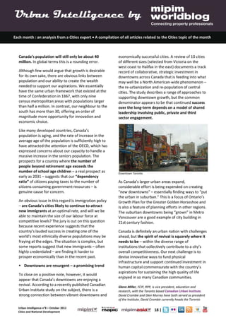 Urban Intelligence 8- October 2012- Cities Urbanisation and National Urban Policy