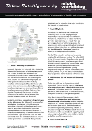 Urban Intelligence 8- October 2012- Cities Urbanisation and National Urban Policy
