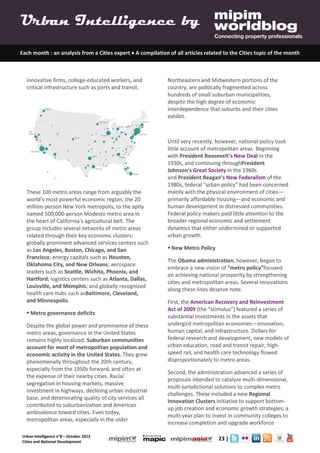 Urban Intelligence 8- October 2012- Cities Urbanisation and National Urban Policy
