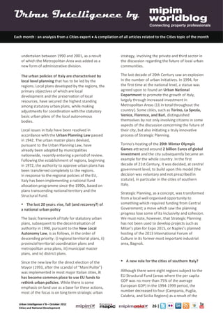 Urban Intelligence 8- October 2012- Cities Urbanisation and National Urban Policy