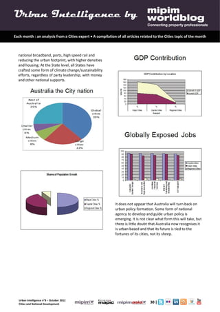 Urban Intelligence 8- October 2012- Cities Urbanisation and National Urban Policy