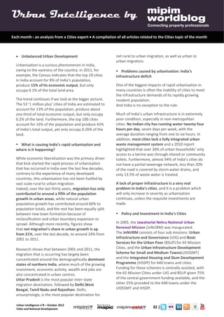 Urban Intelligence 8- October 2012- Cities Urbanisation and National Urban Policy
