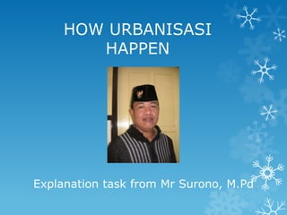 HOW URBANISASI
        HAPPEN




Explanation task from Mr Surono, M.Pd
 