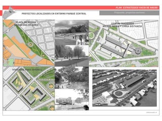 PLAN ESTRATEGICO VACIO DE HAEDO
Propuesta proyectos-sectores
URBANISMO III
PLAZA IDENTIDAD
MEDIALUNA DE GORIA
VIVIENDAS PARA JOVENES
CENTRO TRASBORDO
MICROS MEDIA Y LARGA DISTANCIA
PROYECTOS LOCALIZADOS EN ENTORNO PARQUE CENTRAL
 