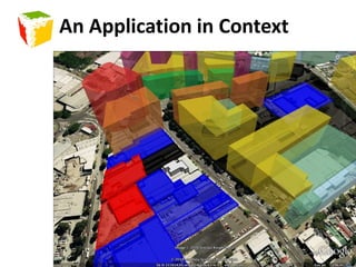 Context AnalysisSite context retrieval Informing a potential DAVisualising as-built performanceA building in a 3D, data-driven contextVisualising an applicationBIM in LoD:1Online interface