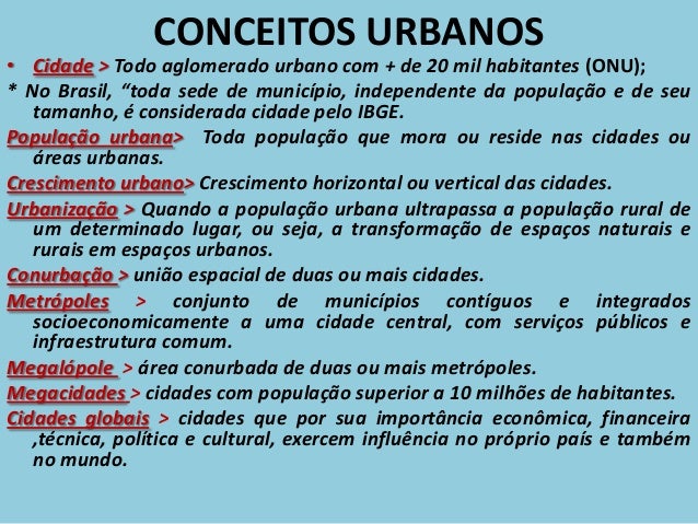 Resultado de imagem para urbanizaÃ§Ã£o conceitos urbanos