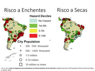 Risco a Enchentes
GU, D. et al. Risks of exposure and vulnerability to natural disasters at the city level: A global overview. UN.Population Division Technical Paper,
n. 2015/2, 2015.
Risco a Secas
 