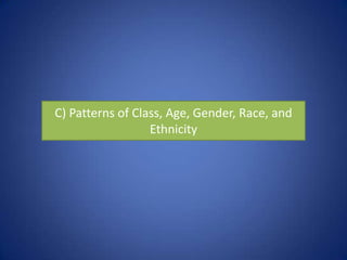 C) Patterns of Class, Age, Gender, Race, and
                  Ethnicity
 