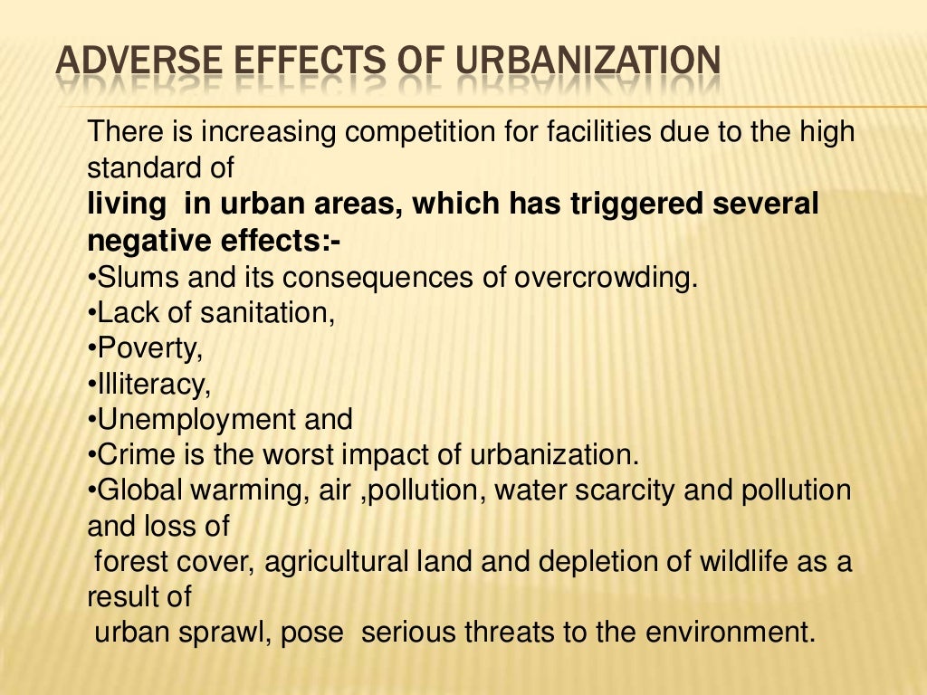 Impact of urbanisation