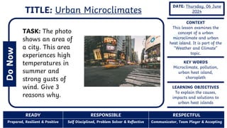 KS3 Lesson on Urban Microclimates (Weather and Climate) | PPTX