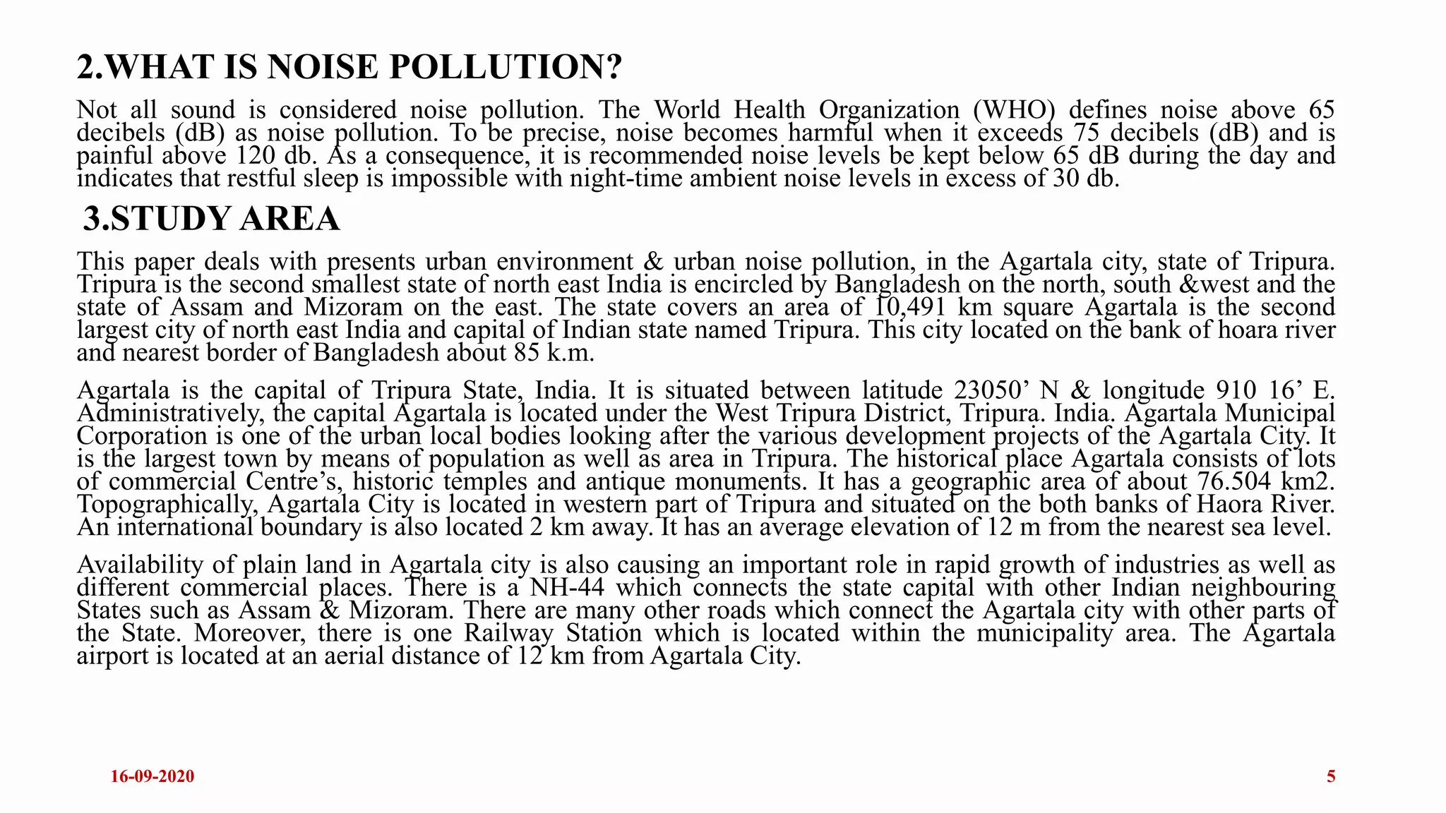 Noise pollution a case studies In Agartala municipal council | PPT