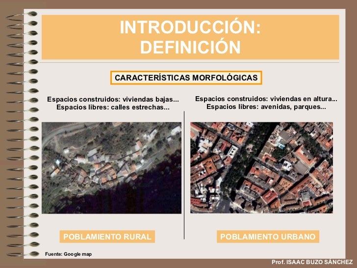 INTRODUCCIÓN: DEFINICIÓN Prof. ISAAC BUZO SÁNCHEZ CARACTERÍSTICAS MORFOLÓGICAS Espacios construidos: viviendas bajas... Es...