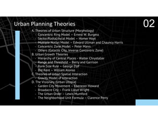 Urban planning theories guide how cities develop and function | PDF