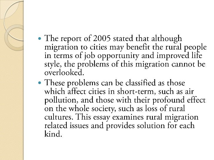 Essay about urbanization problems