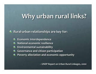Urban Rural Linkages Session | PDF