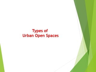 Types of
Urban Open Spaces
 