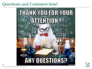 The world’s leading sustainability consultancy
Questions and Comment time!
20
 