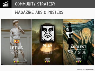 September 2013 | #UrbanStories
COMMUNITY STRATEGY
MAGAZINE ADS & POSTERS
 