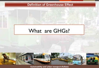 Sustainability and urban transport-Kolkata
What are GHGs?
Definition of Greenhouse Effect
 
